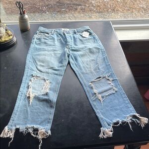 Free People 28S Women’s Distressed Blue Jeans NWT Ankle Length Jeans
